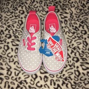 Pink, gray white polka dot Vans